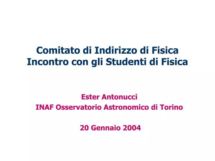 comitato di indirizzo di fisica incontro con gli studenti di fisica