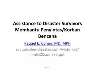 Assistance to Disaster Survivors Membantu Penyintas / Korban Bencana