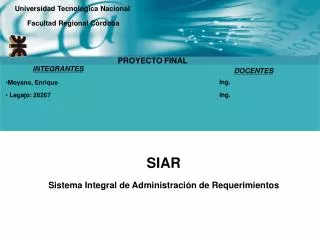 SIAR Sistema Integral de Administración de Requerimientos
