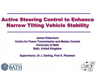 Active Steering Control to Enhance Narrow Tilting Vehicle Stability