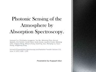 Photonic Sensing of the Atmosphere by Absorption Spectroscopy.