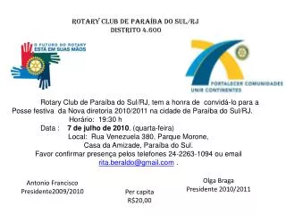 Rotary Club de Paraíba do Sul/RJ Distrito 4.600