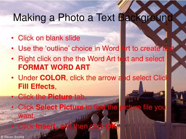 making a photo a text background