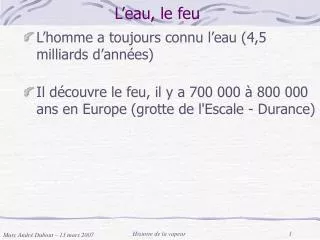 l eau le feu