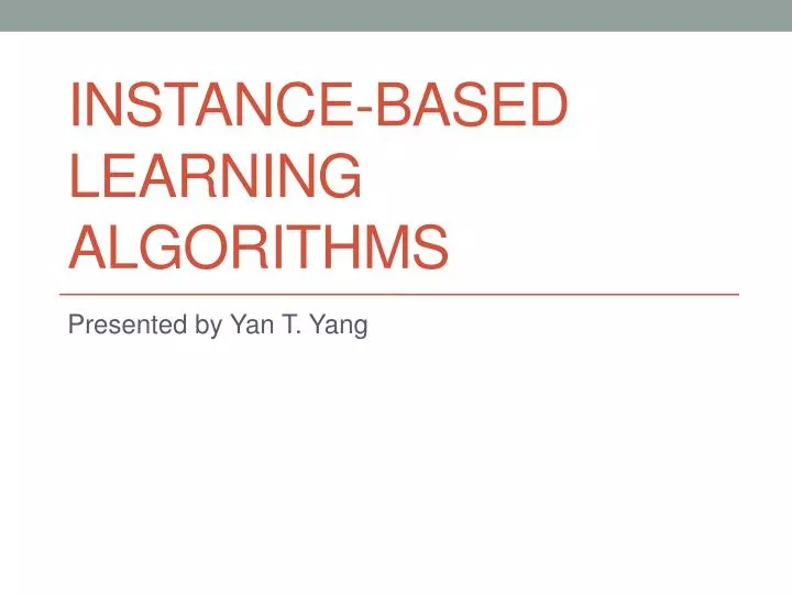 instance based learning algorithms