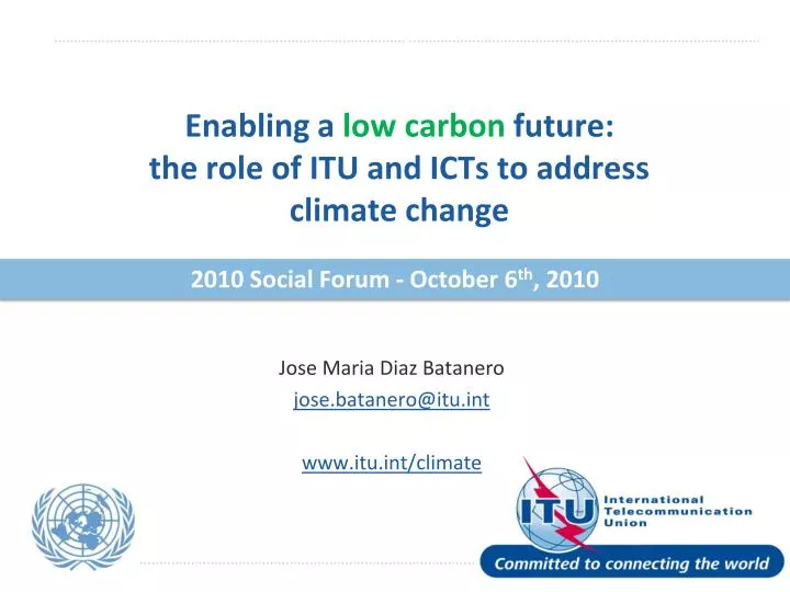enabling a low carbon future the role of itu and icts to address climate change