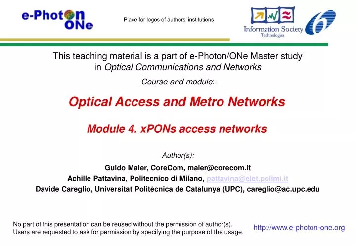 optical access and metro networks module 4 xpons access networks