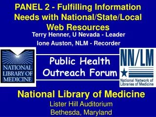 PANEL 2 - Fulfilling Information Needs with National/State/Local Web Resources