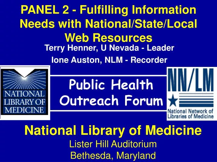 panel 2 fulfilling information needs with national state local web resources
