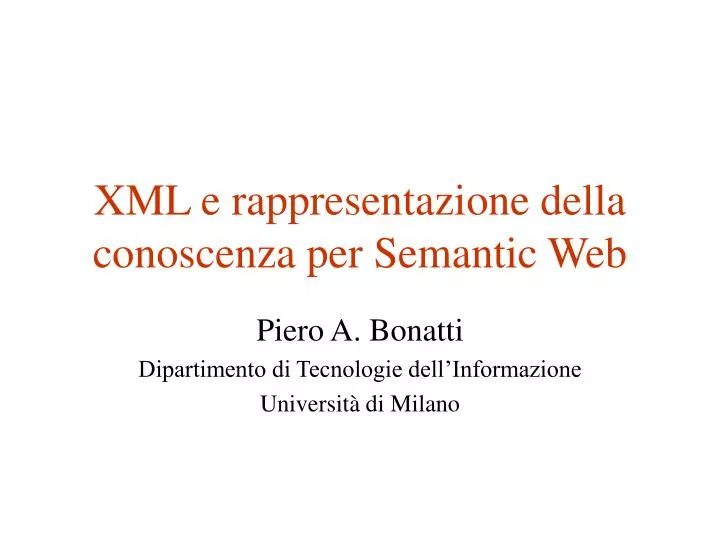 xml e rappresentazione della conoscenza per semantic web