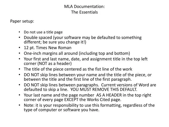 mla documentation the essentials