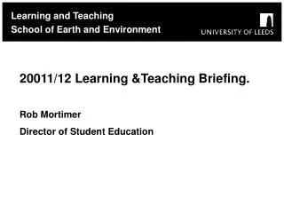 Learning and Teaching School of Earth and Environment