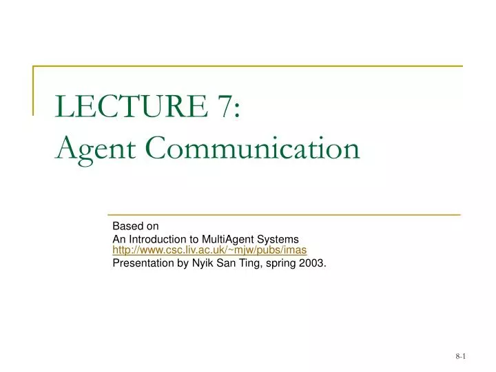lecture 7 agent communication