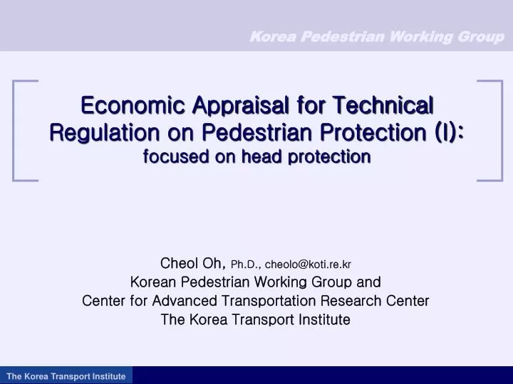 economic appraisal for technical regulation on pedestrian protection i focused on head protection