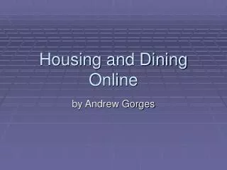 Housing and Dining Online