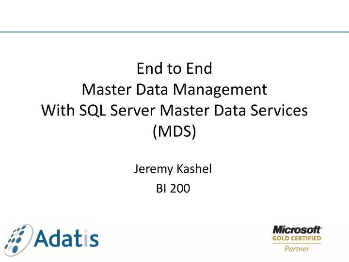 end to end master data management with sql server master data services mds
