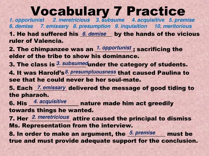 vocabulary 7 practice