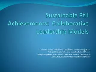 Sustainable RtII Achievements: Collaborative Leadership Models