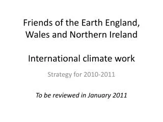 Friends of the Earth England, Wales and Northern Ireland International climate work