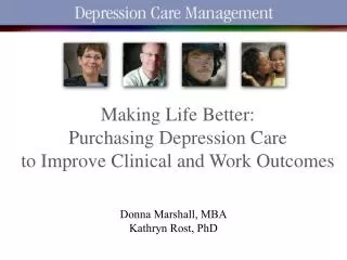 Making Life Better: Purchasing Depression Care to Improve Clinical and Work Outcomes