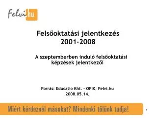 Felsőoktatási jelentkezés 2001-2008