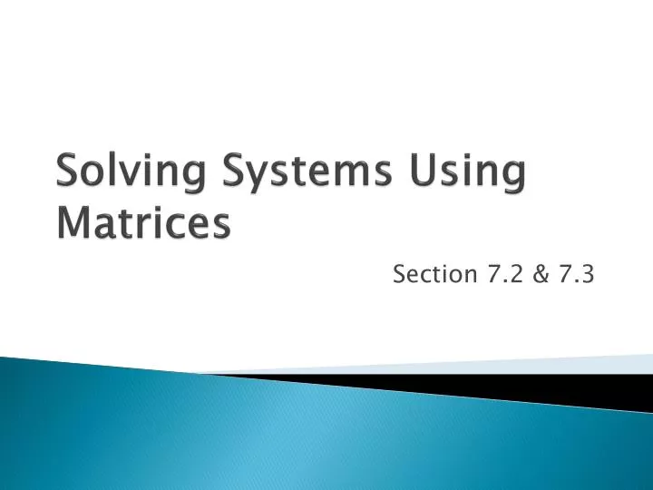 solving systems using matrices