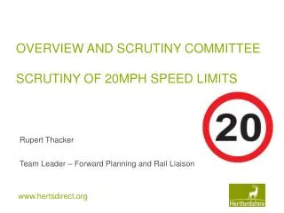 OVERVIEW AND SCRUTINY COMMITTEE SCRUTINY OF 20MPH SPEED LIMITS