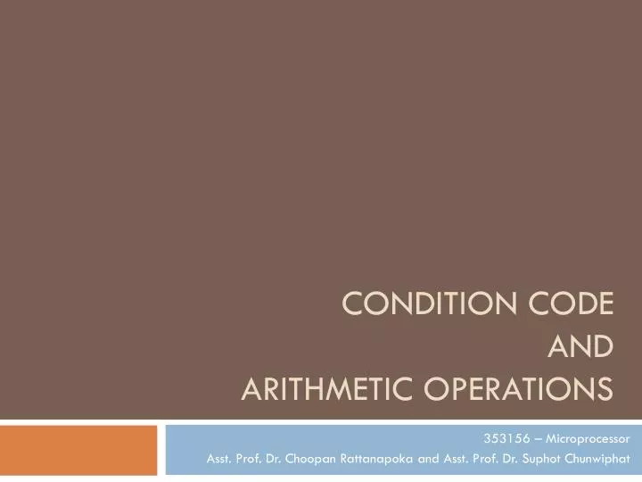 condition code and arithmetic operations