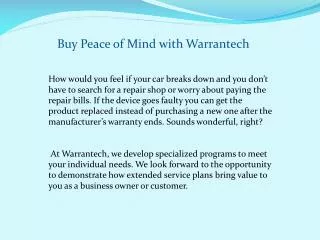 Buy Peace of Mind With Warrantech