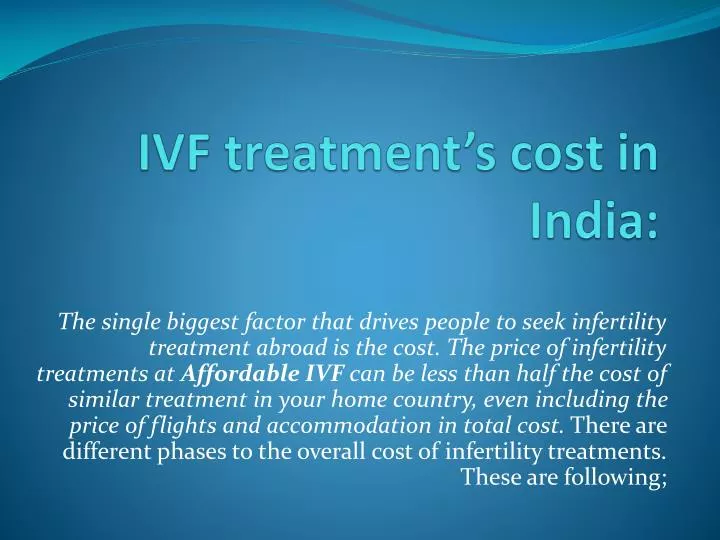 ivf treatment s cost in india