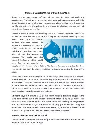 Millions of Websites Affected by Drupal Hack Attack