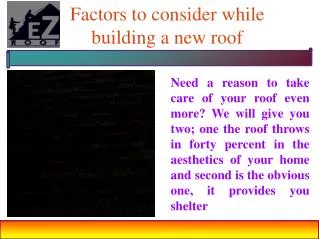 Factors to consider while building a new roof