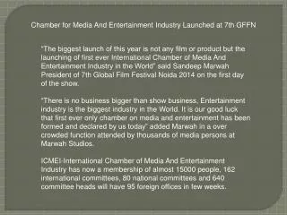 Chamber for Media And Entertainment Industry Launched GFFN