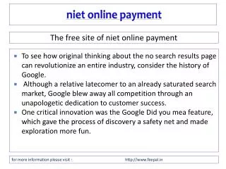 An Efficient Process about niet online payment