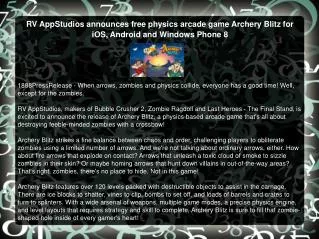 RV AppStudios announces free physics arcade game Archery