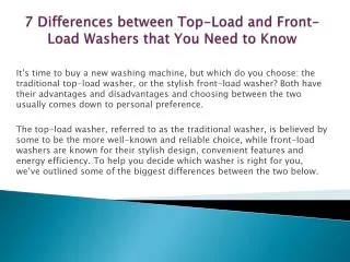 7 Differences between Top-Load and Front-Load Washers that Y