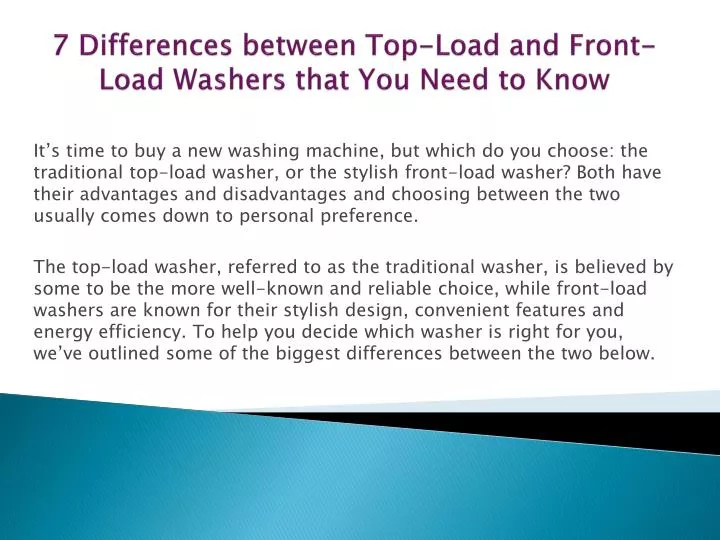 PPT 7 Differences between TopLoad and FrontLoad Washers that Y