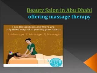 Beauty Salon in Abu Dhabi offering massage therapy
