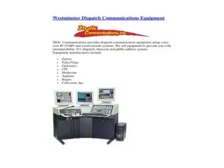 Westminster Dispatch Communications Equipment