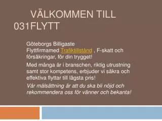 v lkommen till 031flytt
