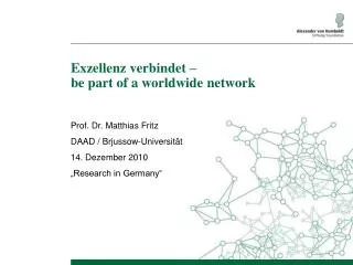 exzellenz verbindet be part of a worldwide network