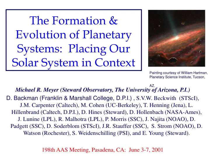 the formation evolution of planetary systems placing our solar system in context