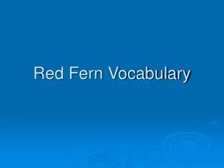 Red Fern Vocabulary