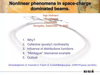 Nonlinear phenomena in space-charge dominated beams.