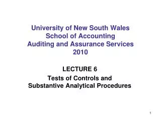 University of New South Wales School of Accounting Auditing and Assurance Services 2010