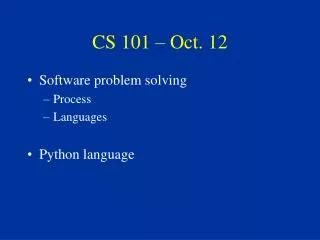 CS 101 – Oct. 12