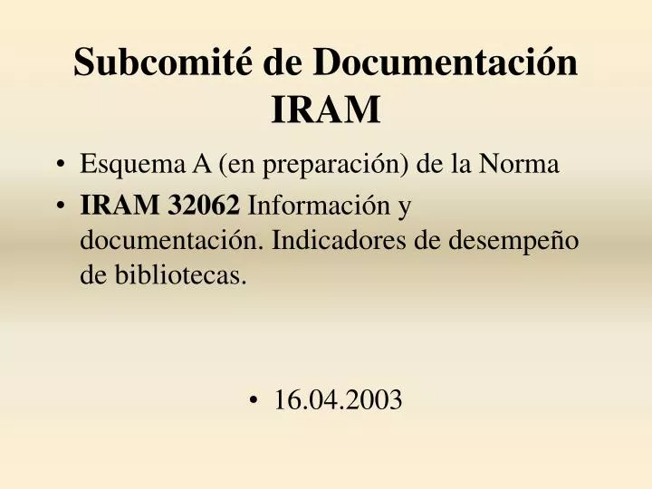 subcomit de documentaci n iram