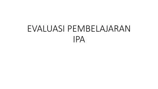 evaluasi pembelajaran ipa