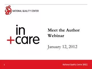 Meet the Author Webinar January 12, 2012