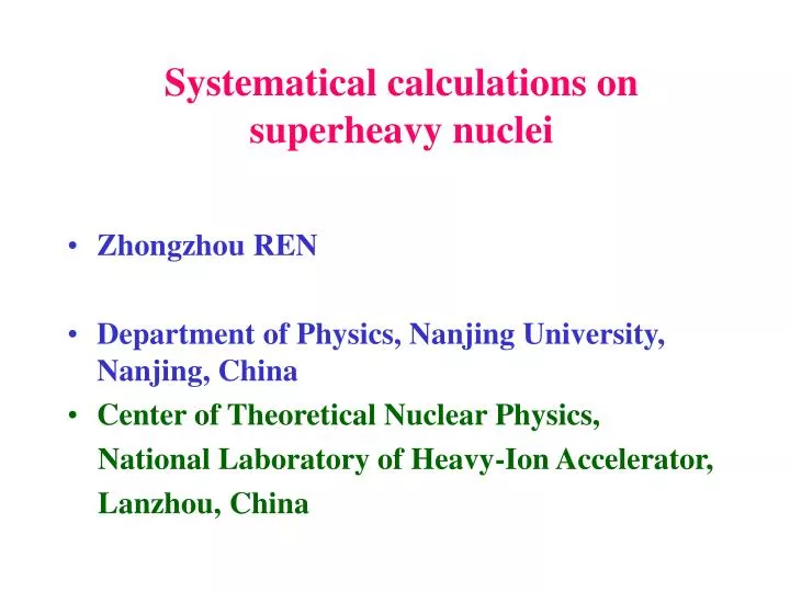 systematical calculations on superheavy nuclei